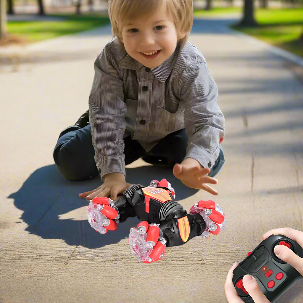 2-in-1 Remote Control Stunt Car with Hand Control & Extra Remote for Kids and Adults, Perfect for Indoor and Outdoor Play