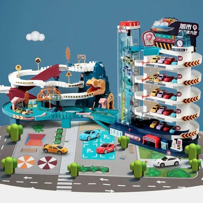 Multi-Level Dinosaur Race Track | Hands-On Assembly, Boosts Motor Skills & Teaches Traffic Safety for Kids Ages 3-5