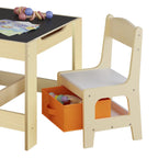4-in-1 Wooden Kids Table and Chairs Set | Reversible Blackboard Top, Ample Storage & Ergonomic Design for Play and Learning