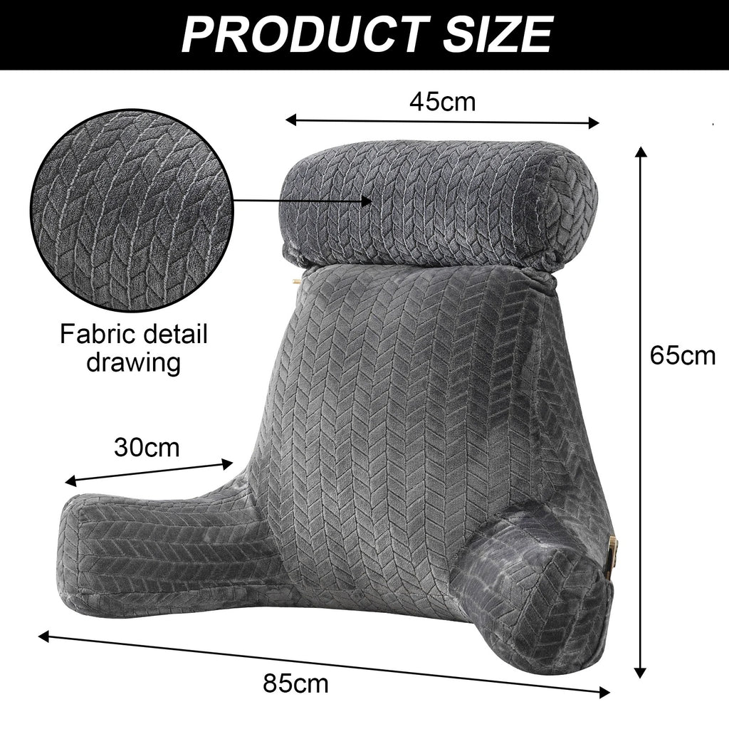 In-Bed Pillow with Arms | Comfortable Bed Pillow for Sitting Up | Support for Reading and Relaxing