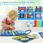 Montessori Educational Busy Board Book for Children | Safe, Durable & Ideal for Developing Life Skills from 1 Year