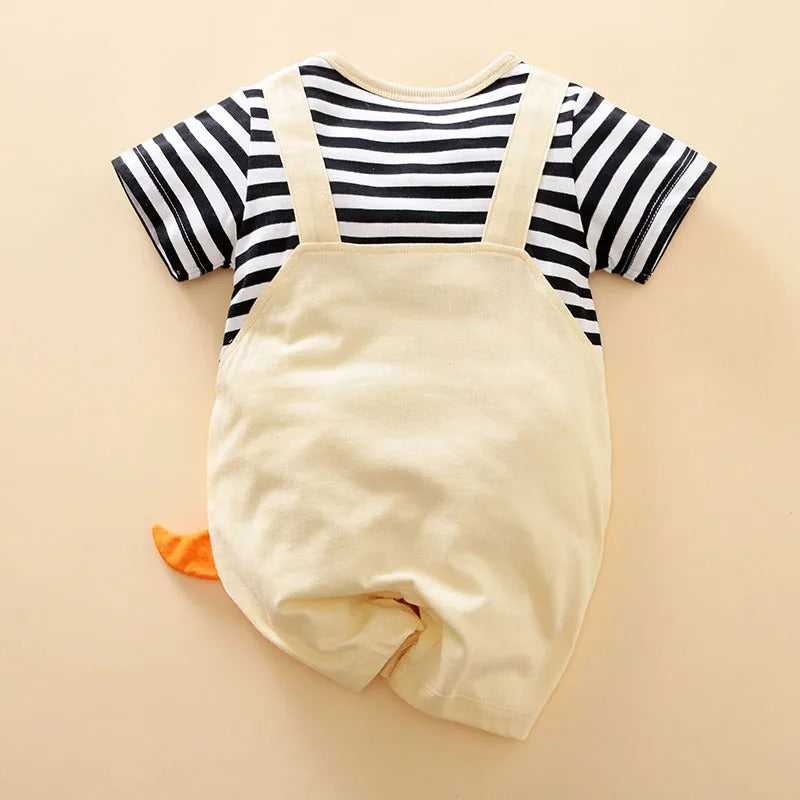 Breathable Baby Summer Outfit Set | Soft, Stretchy Fabric with Animal Print Suspenders for 0-9 Months