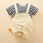 Breathable Baby Summer Outfit Set | Soft, Stretchy Fabric with Animal Print Suspenders for 0-9 Months