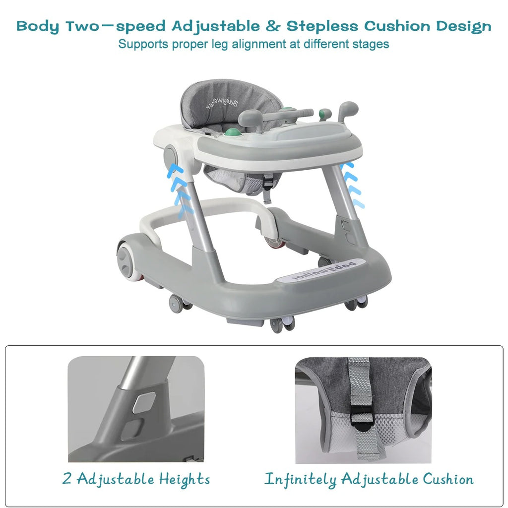 2 in 1 Baby Activity Walker | Adjustable Speed, Brake System & Musical Tray for Development and Play