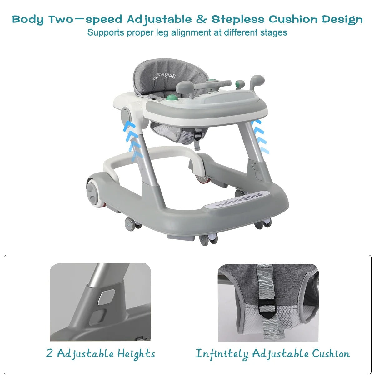 2 in 1 Baby Activity Walker | Adjustable Speed, Brake System & Musical Tray for Development and Play