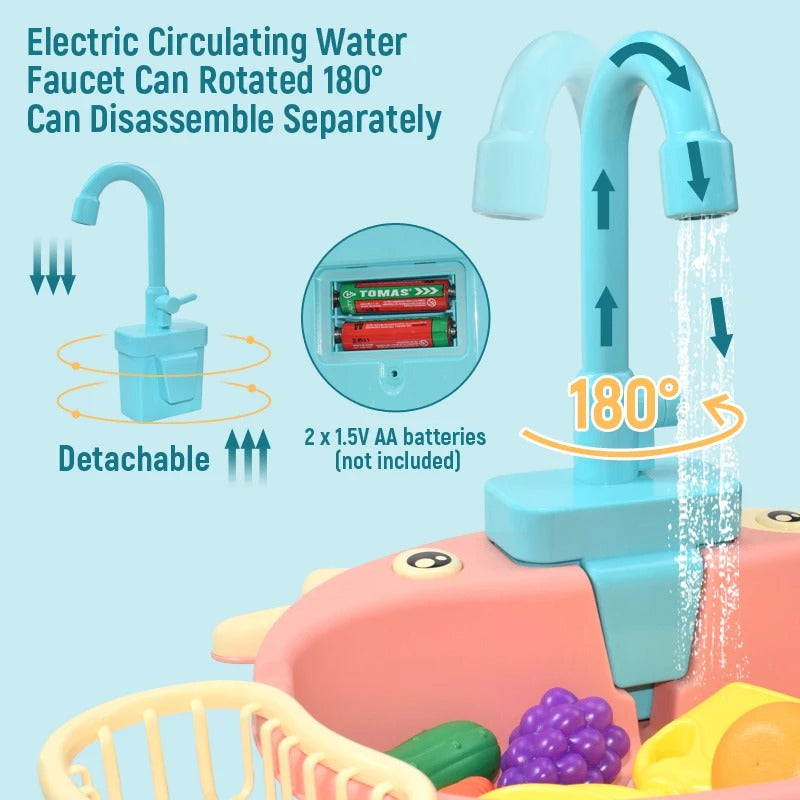Children's Indoor/Outdoor Standing Sink | Fully Functional Tap, 16 Accessories & Removable Legs for Endless Water Play