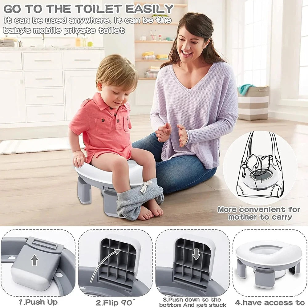2-in-1 Portable Potty Trainer | Flexible, Super-Absorbent Liners & Ideal for Travel and Home Use for Children