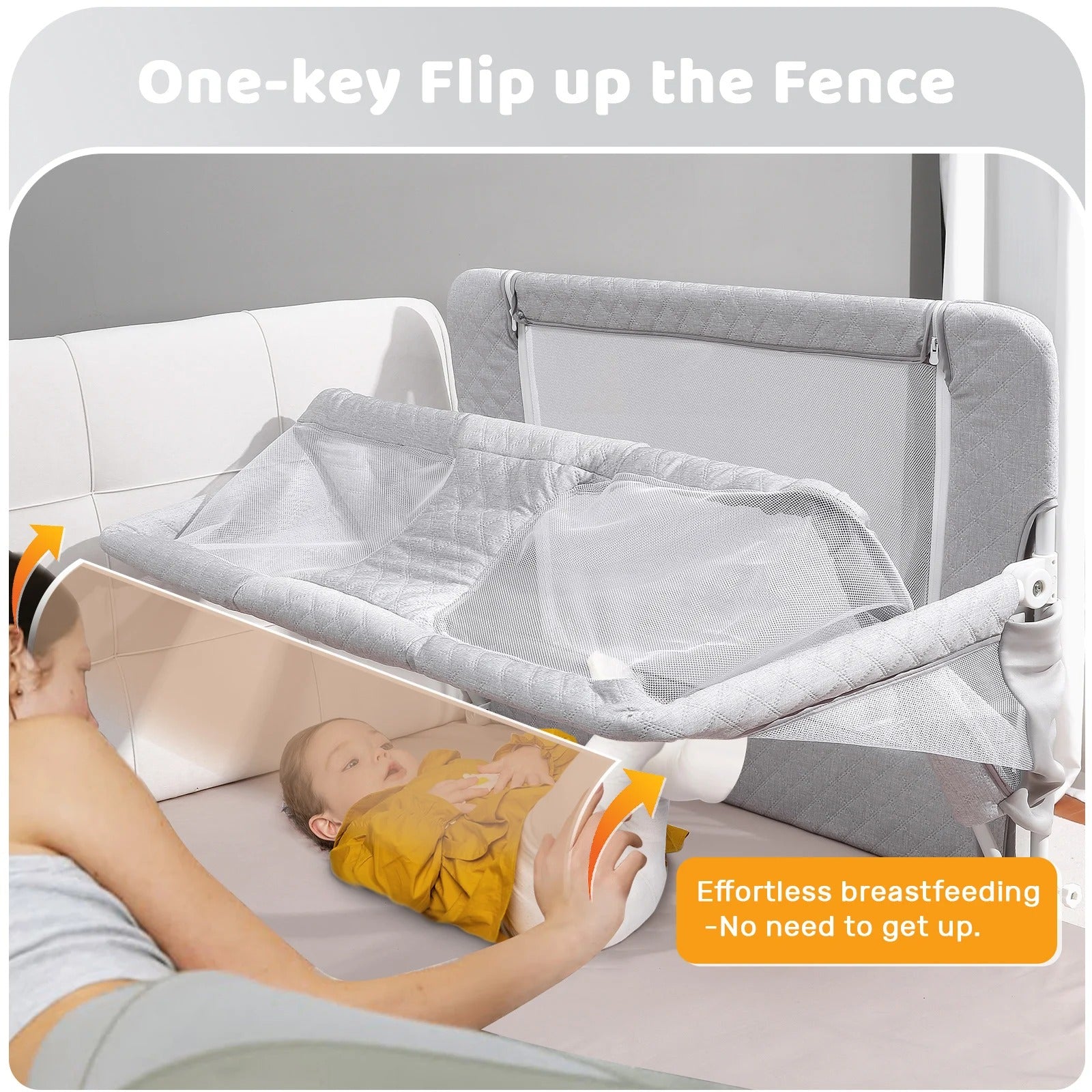 Baby Liftable Protective Side Bed | 3 in 1 Design, Portable Bed Rail for Safe Sleep at Home & Travel
