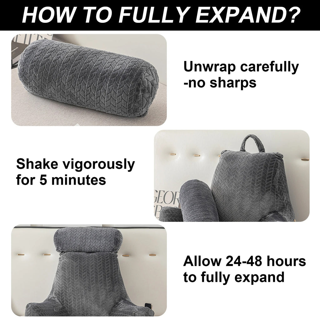 In-Bed Pillow with Arms | Comfortable Bed Pillow for Sitting Up | Support for Reading and Relaxing