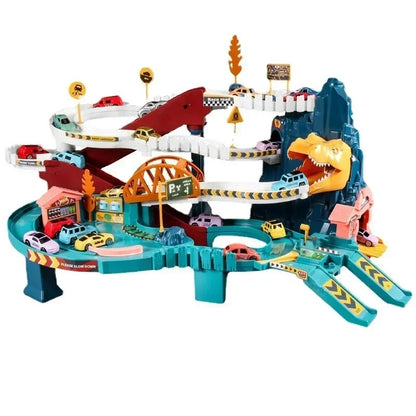 Multi-Level Dinosaur Race Track | Hands-On Assembly, Boosts Motor Skills & Teaches Traffic Safety for Kids Ages 3-5