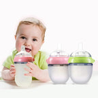 Silicone Baby Bottles – Mimics Breastfeeding for Happy Feeding