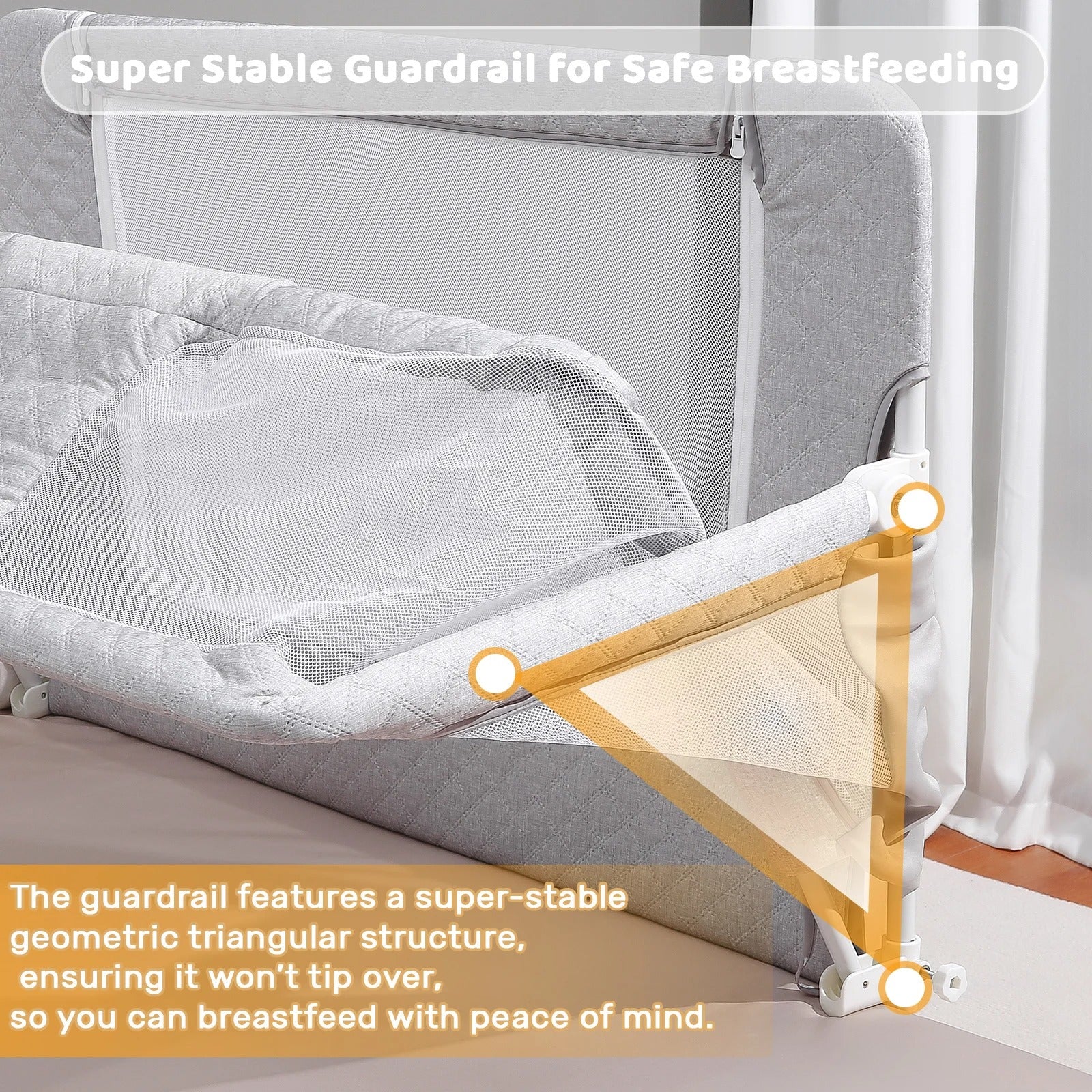 Baby Liftable Protective Side Bed | 3 in 1 Design, Portable Bed Rail for Safe Sleep at Home & Travel