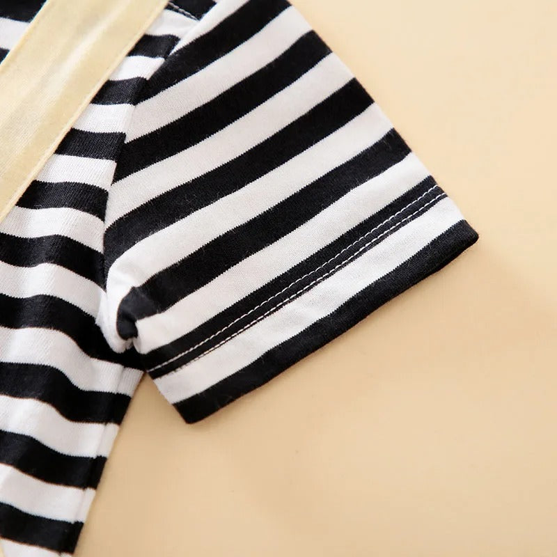 Breathable Baby Summer Outfit Set | Soft, Stretchy Fabric with Animal Print Suspenders for 0-9 Months