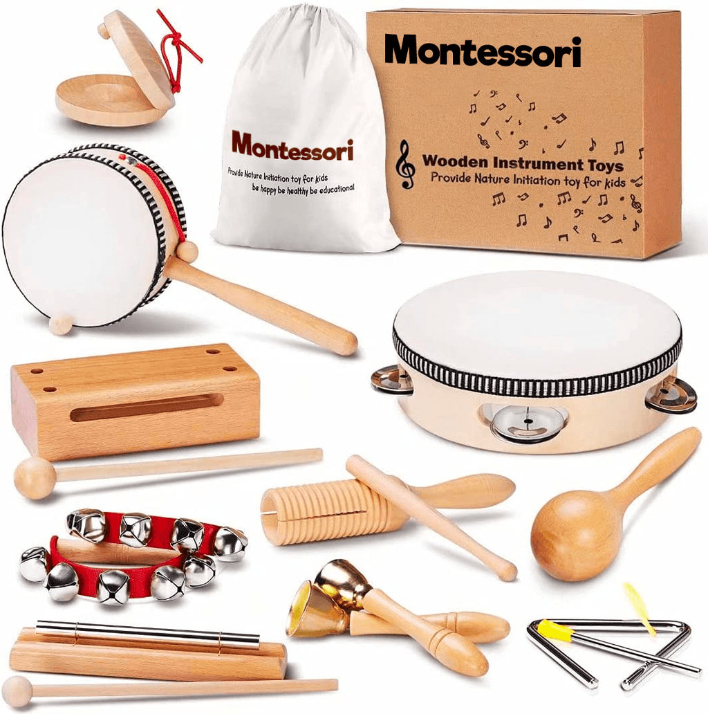 Montessori Wooden Music Instruments Set | Non-Toxic, Safe & Fun for Kids Aged 3+ to Boost Rhythm and Creativity