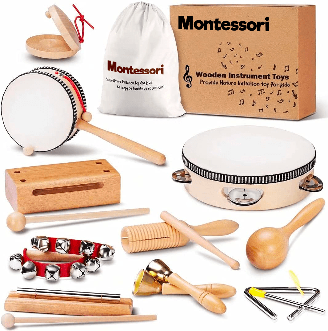 Montessori Wooden Music Instruments Set | Non-Toxic, Safe & Fun for Kids Aged 3+ to Boost Rhythm and Creativity