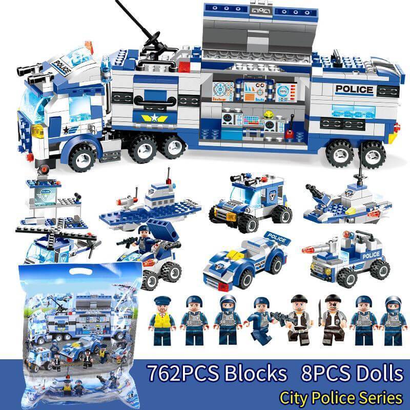 PowerForce Building Blocks Set | Durable Police Truck & Base for Creative Play and Adventure for Kids Aged 6 and Up