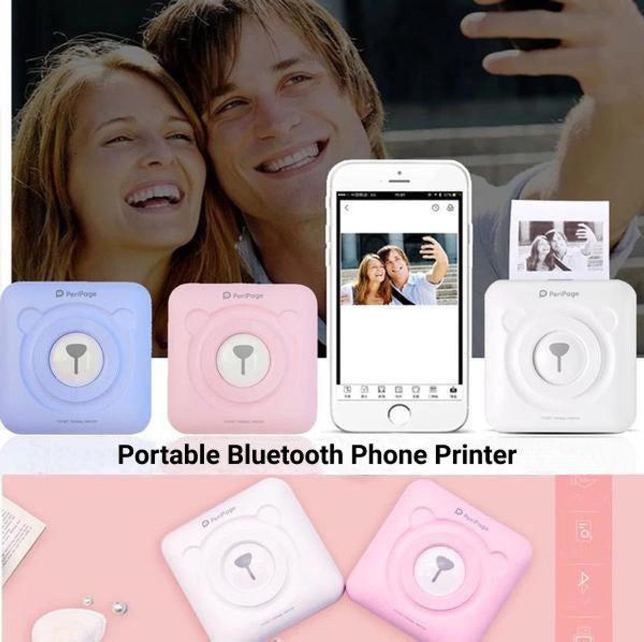 Portable Bluetooth Thermal Printer - Wireless Mobile Photo Printer for iPhone & Android, Compact Printing for Travel & Home Use