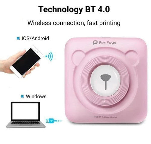 Portable Bluetooth Thermal Printer - Wireless Mobile Photo Printer for iPhone & Android, Compact Printing for Travel & Home Use