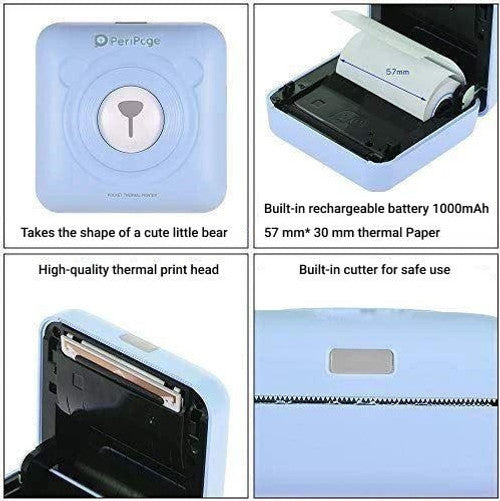 Portable Bluetooth Thermal Printer - Wireless Mobile Photo Printer for iPhone & Android, Compact Printing for Travel & Home Use