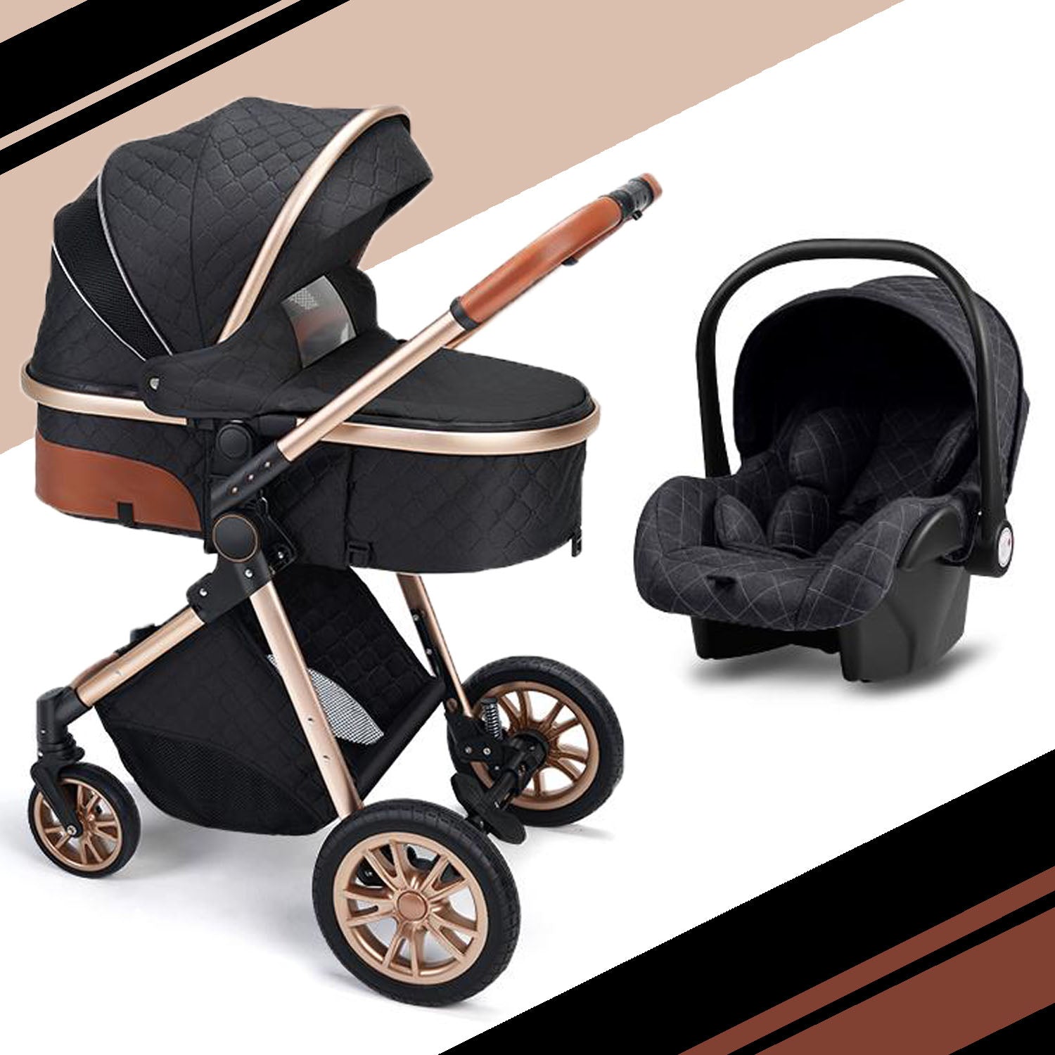 3-in-1 Baby Stroller & Car Seat Set – Travel System for Newborns with Push Chair & Infant Car Seat