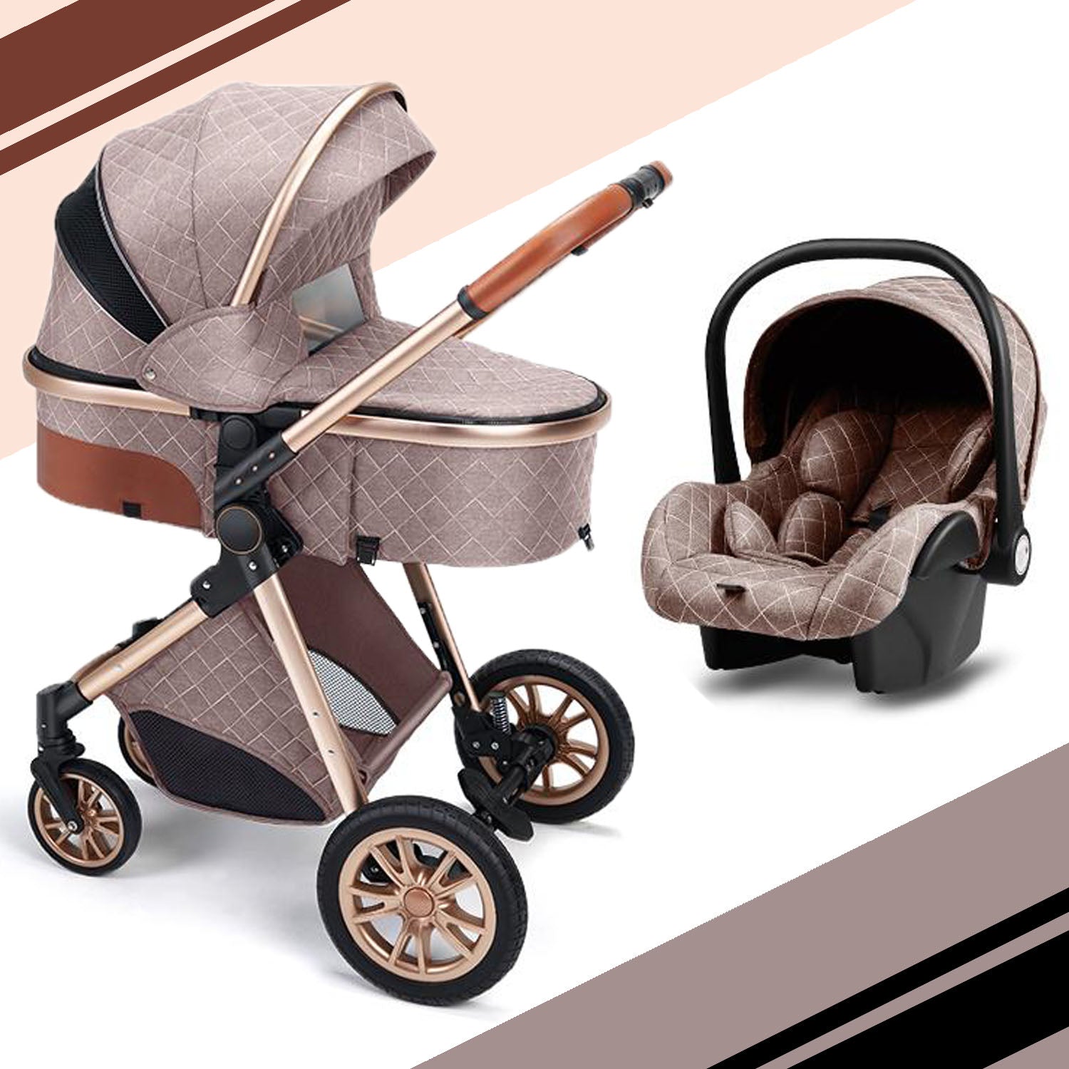 3-in-1 Baby Stroller & Car Seat Set – Travel System for Newborns with Push Chair & Infant Car Seat