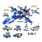 8 IN 1 Robot Aircraft Car City Police SWAT Building Block