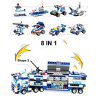 8 IN 1 Robot Aircraft Car City Police SWAT Building Block