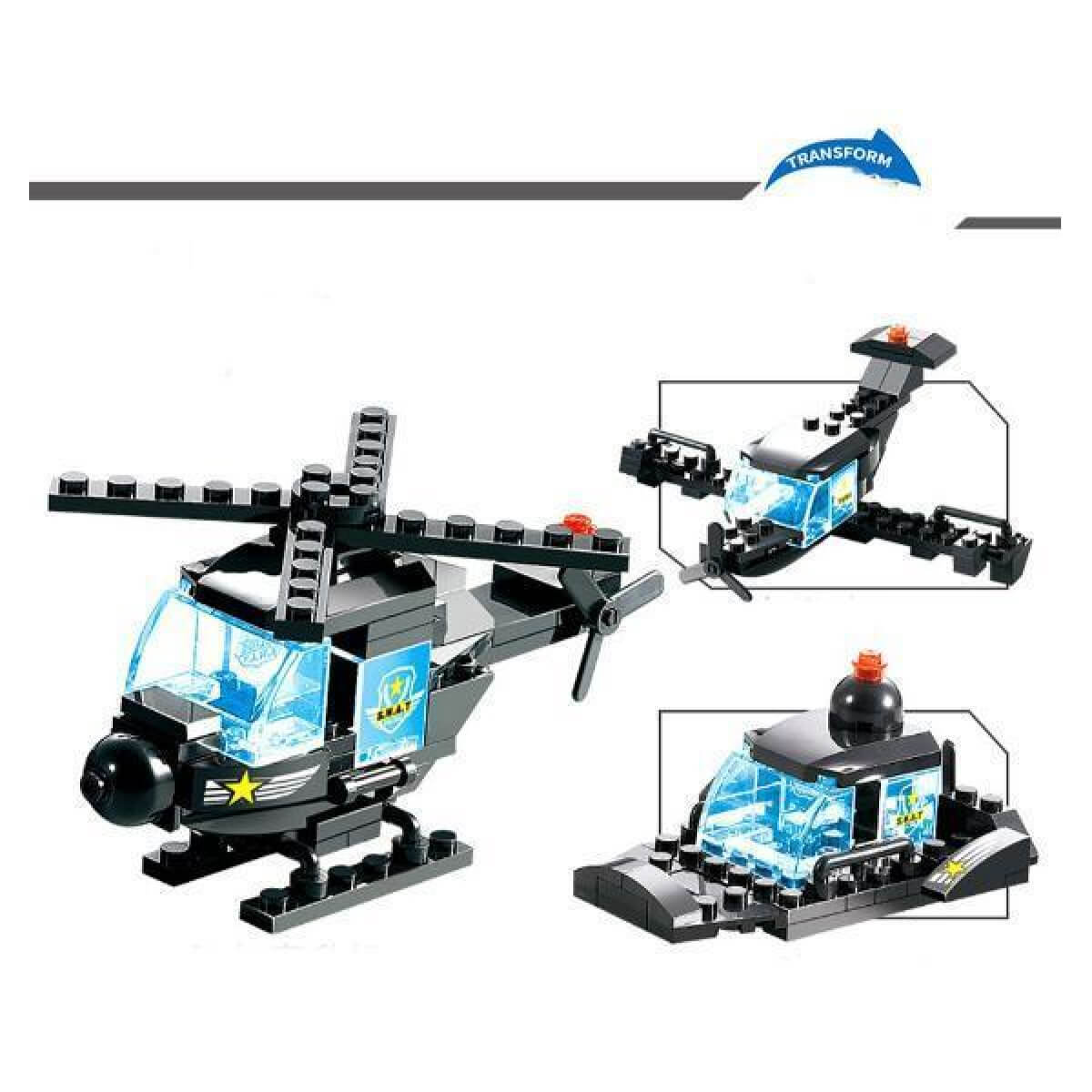 8 IN 1 Robot Aircraft Car City Police SWAT Building Block