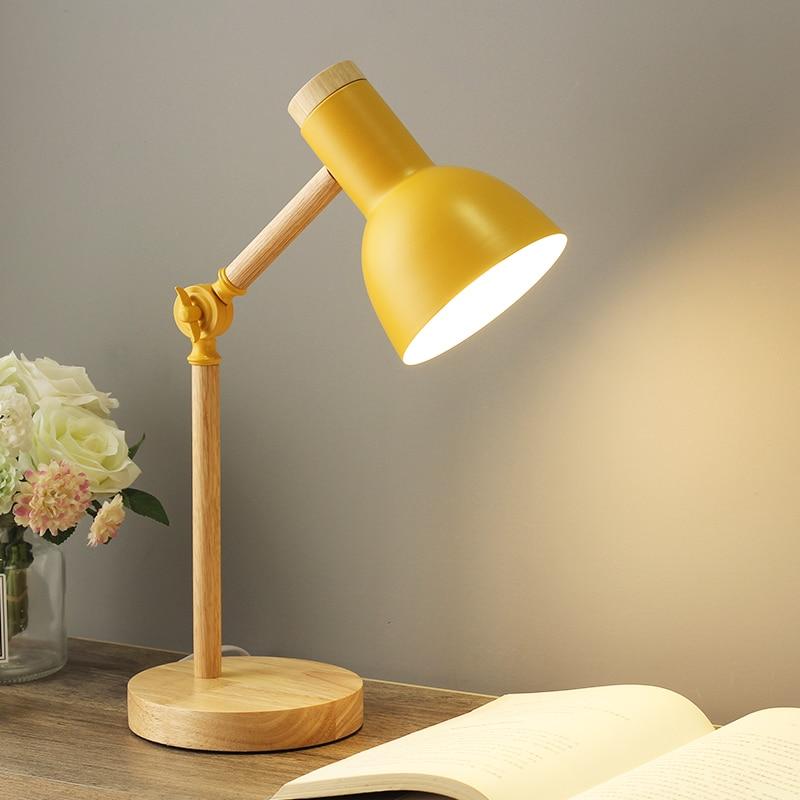 Kids & Home Desk Lamp, Scandi Table Lamp for Study & Bedside | Minimalist Wood & Metal Scandinavian Style