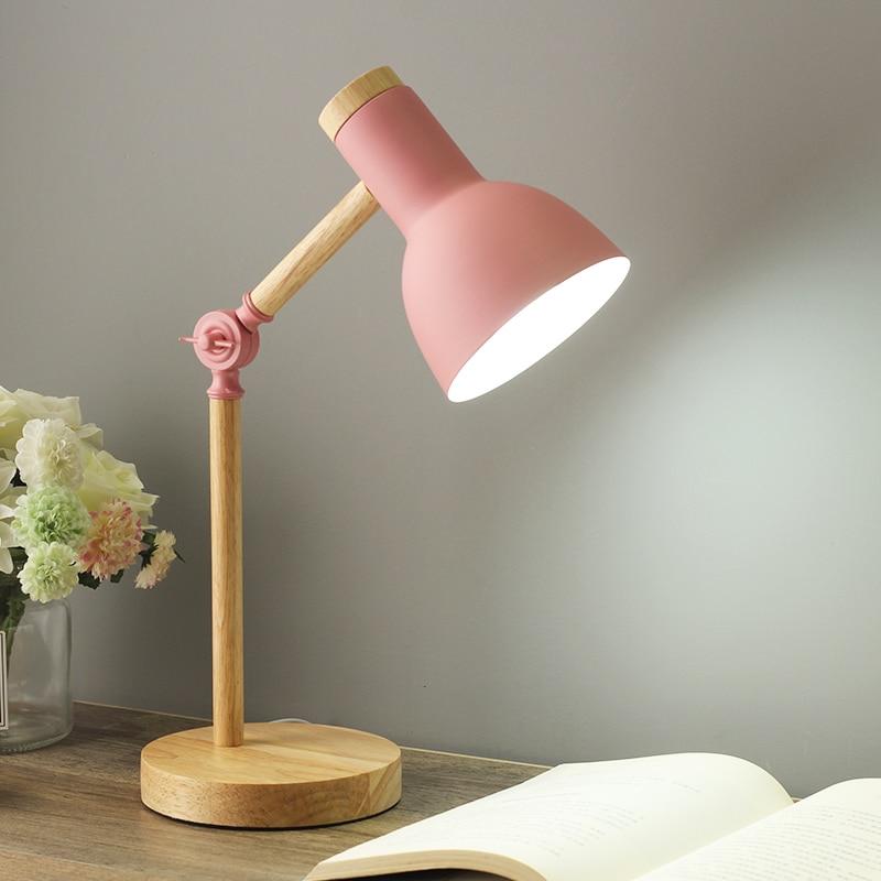 Kids & Home Desk Lamp, Scandi Table Lamp for Study & Bedside | Minimalist Wood & Metal Scandinavian Style