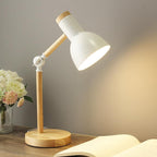 Kids & Home Desk Lamp, Scandi Table Lamp for Study & Bedside | Minimalist Wood & Metal Scandinavian Style