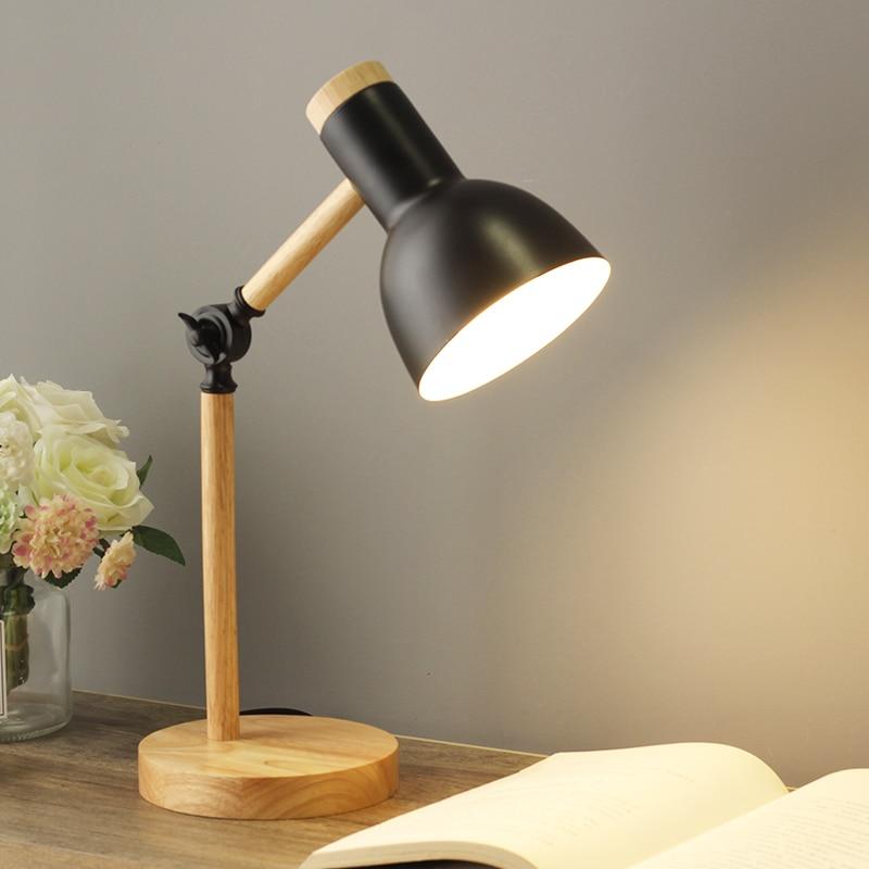 Kids & Home Desk Lamp, Scandi Table Lamp for Study & Bedside | Minimalist Wood & Metal Scandinavian Style