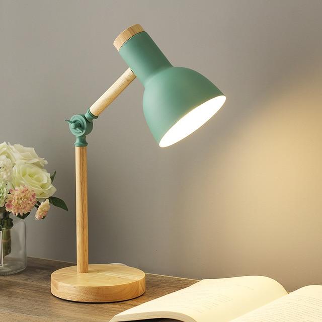 Kids & Home Desk Lamp, Scandi Table Lamp for Study & Bedside | Minimalist Wood & Metal Scandinavian Style