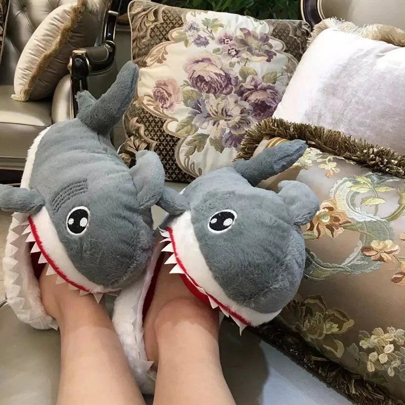 Fuzzy Shark Slippers