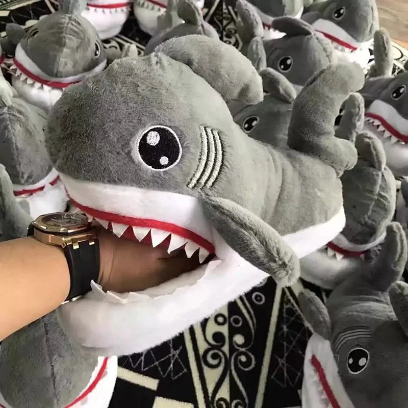 Fuzzy Shark Slippers