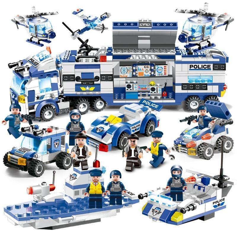 PowerForce Building Blocks Set | Durable Police Truck & Base for Creative Play and Adventure for Kids Aged 6 and Up