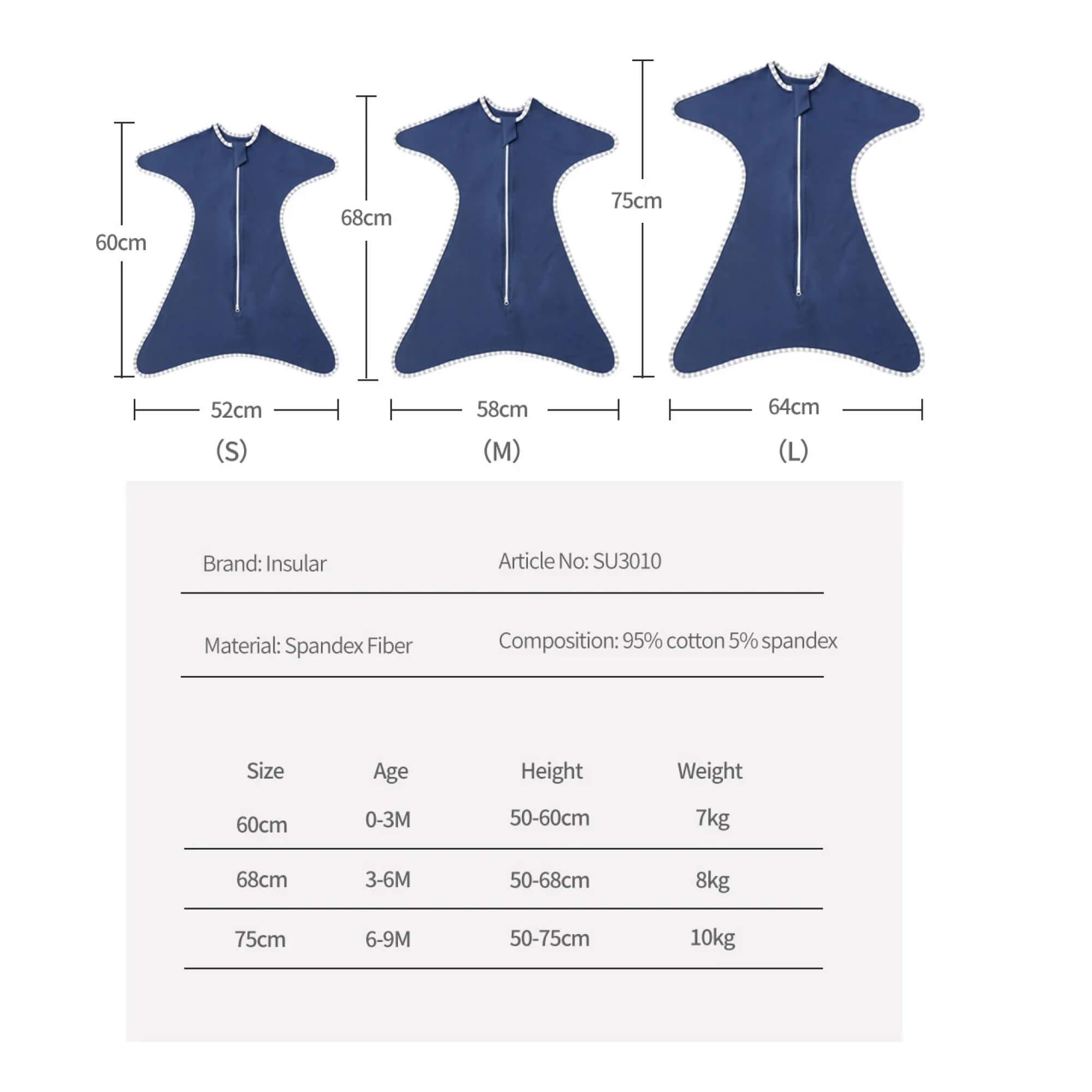 Newborn Swaddle Bag Blankets Wrap for Baby and Infants Sleeping Bag with Zipper