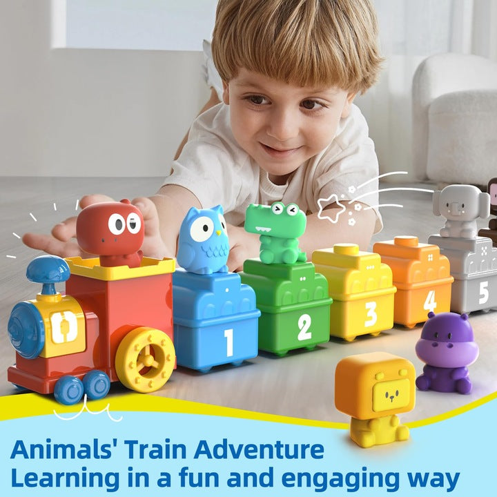 Animal Train Playset | Promotes Early Counting, Color Matching & Hands-On Learning for Kids Aged 3-5 Years
