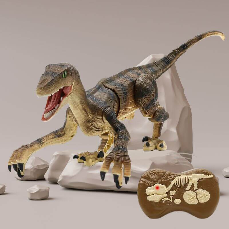 Remote Control Dinosaur Robot – Lifelike Velociraptor Toy with Sound, Lights & Realistic Movements