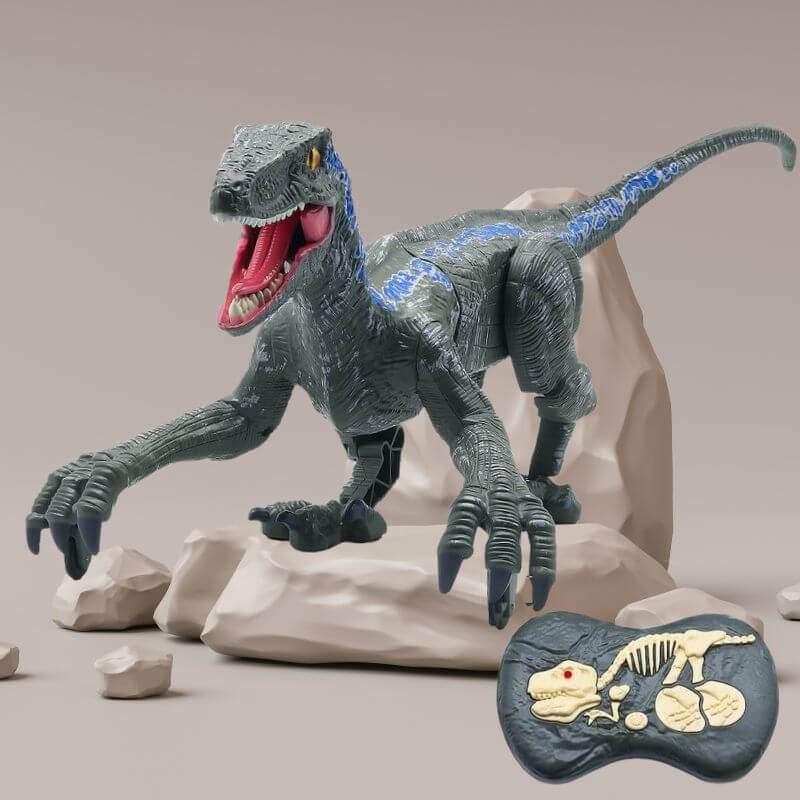 Remote Control Dinosaur Robot – Lifelike Velociraptor Toy with Sound, Lights & Realistic Movements