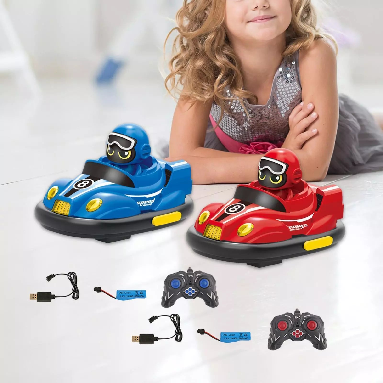 RC Bumper Car Set for Kids | Ejecting Drivers, Dual-Speed Racing & Light-Up Effects for Interactive Fun