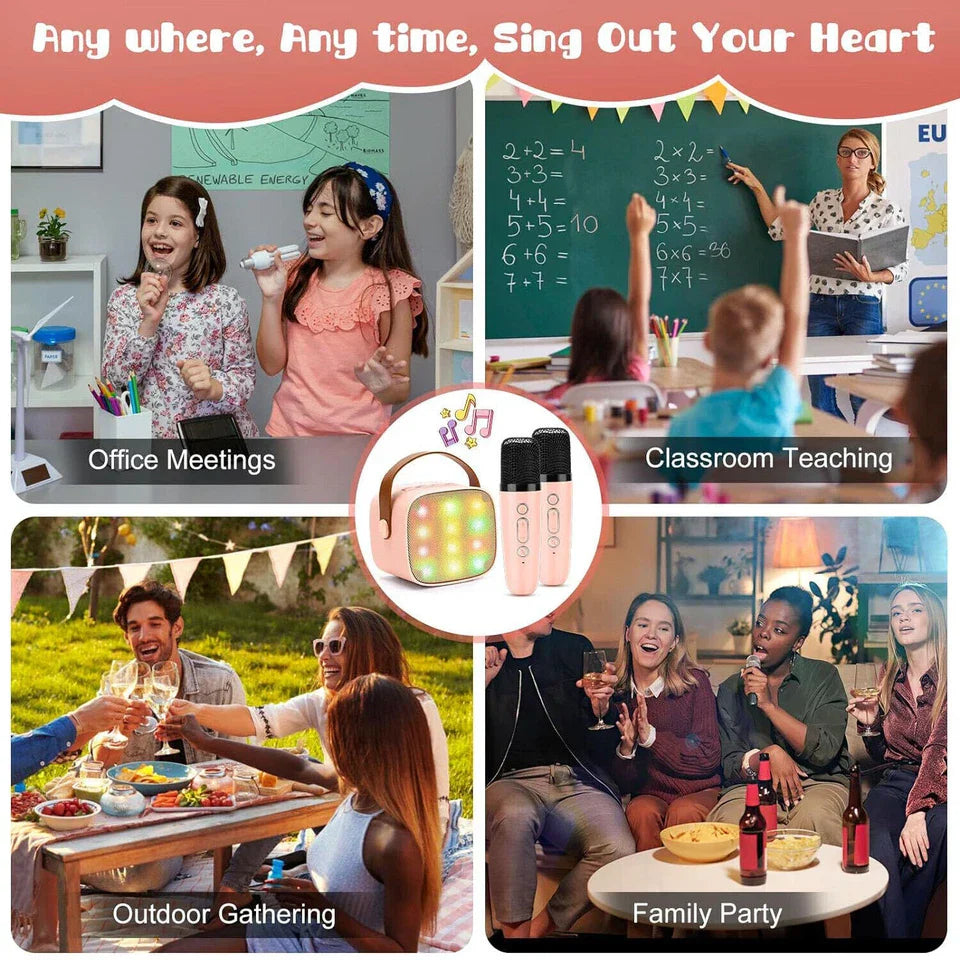 Mini Karaoke Machine for Kids | Portable Bluetooth Speaker with Voice Changing Effects & LED Lights for Ages 3-12