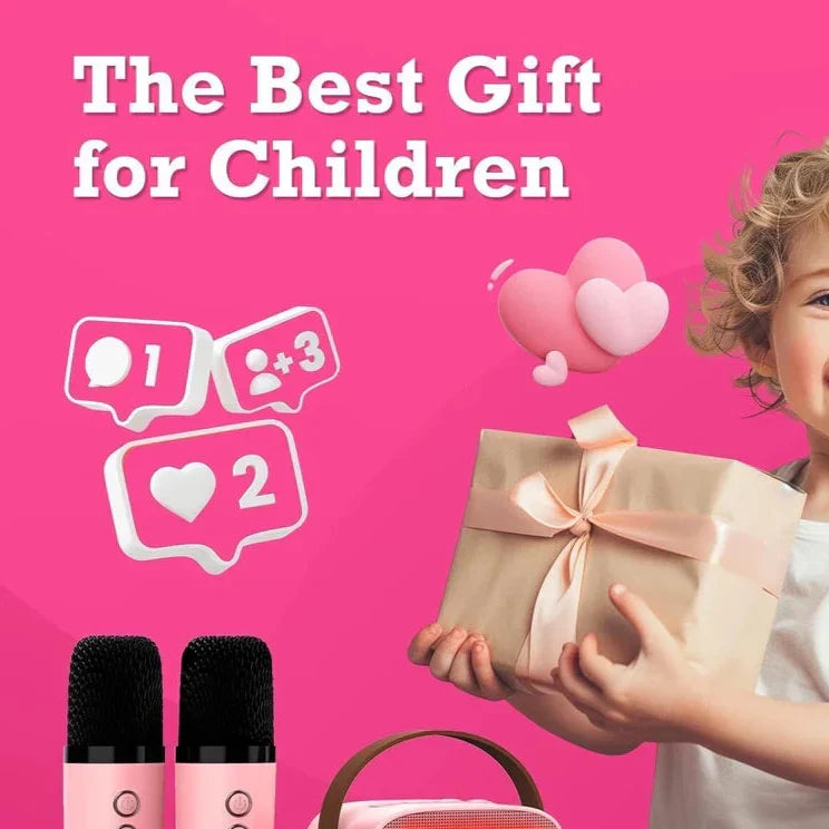 Mini Karaoke Machine for Kids | Portable Bluetooth Speaker with Voice Changing Effects & LED Lights for Ages 3-12