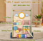 Wooden Baby Walker | 10-in-1 Activity Center with Adjustable Speed & Storage for Toddlers' First Steps and Motor Skill Development