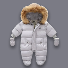 Winter Coat for Newborns and Infants - Padded Snowsuit Onesie with Fleece Lining