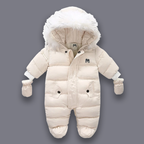 Winter Coat for Newborns and Infants - Padded Snowsuit Onesie with Fleece Lining
