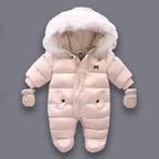 Winter Coat for Newborns and Infants - Padded Snowsuit Onesie with Fleece Lining