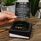 To My Son - Love You Forever Bracelet | Braided Leather with Magnetic Clasp & LED Light Gift Box from Mom & Dad