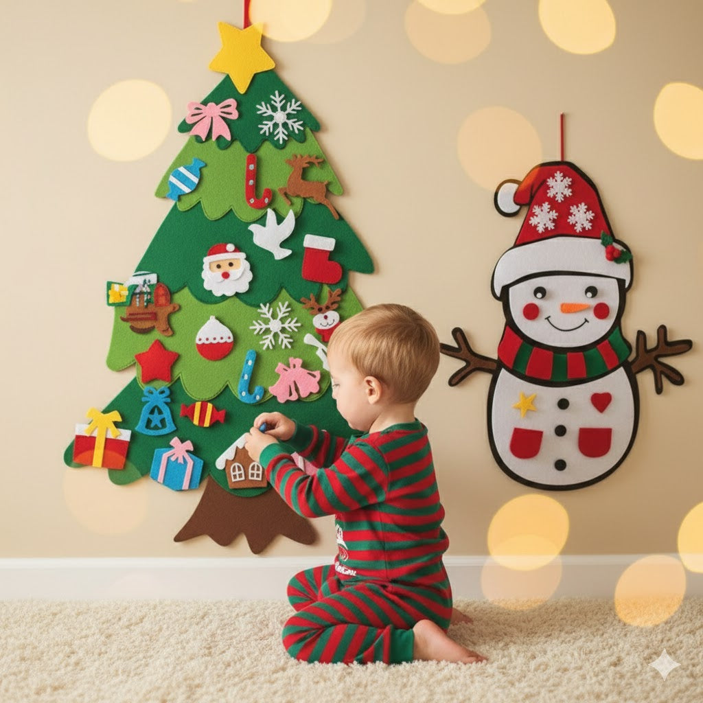 Montessori Chrismas Tree For Kids With Lights - Interactive Wall Toy For Toddlers