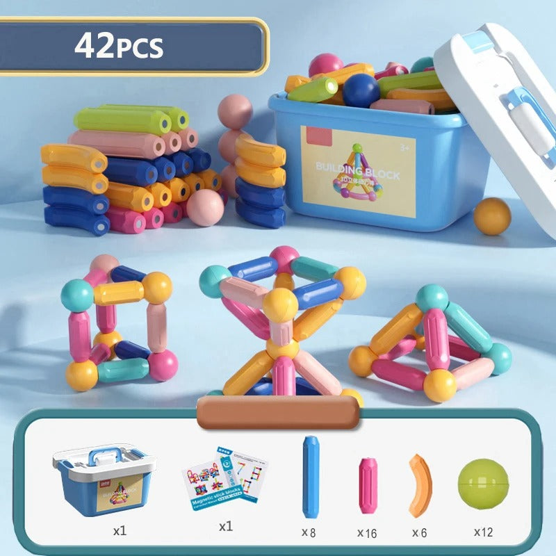 Magnetic Building Sticks Set - Creative Magnet Toys for Kids - STEM Educational Construction Toys for Imaginative Play